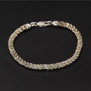 Two-Tone Braided Chain Link Bracelet